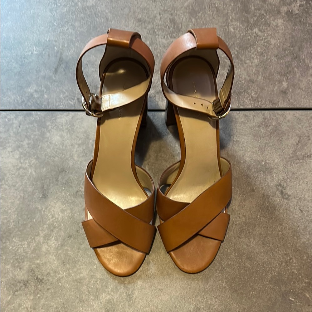 Ann Taylor Brown Leather Heeled Sandals